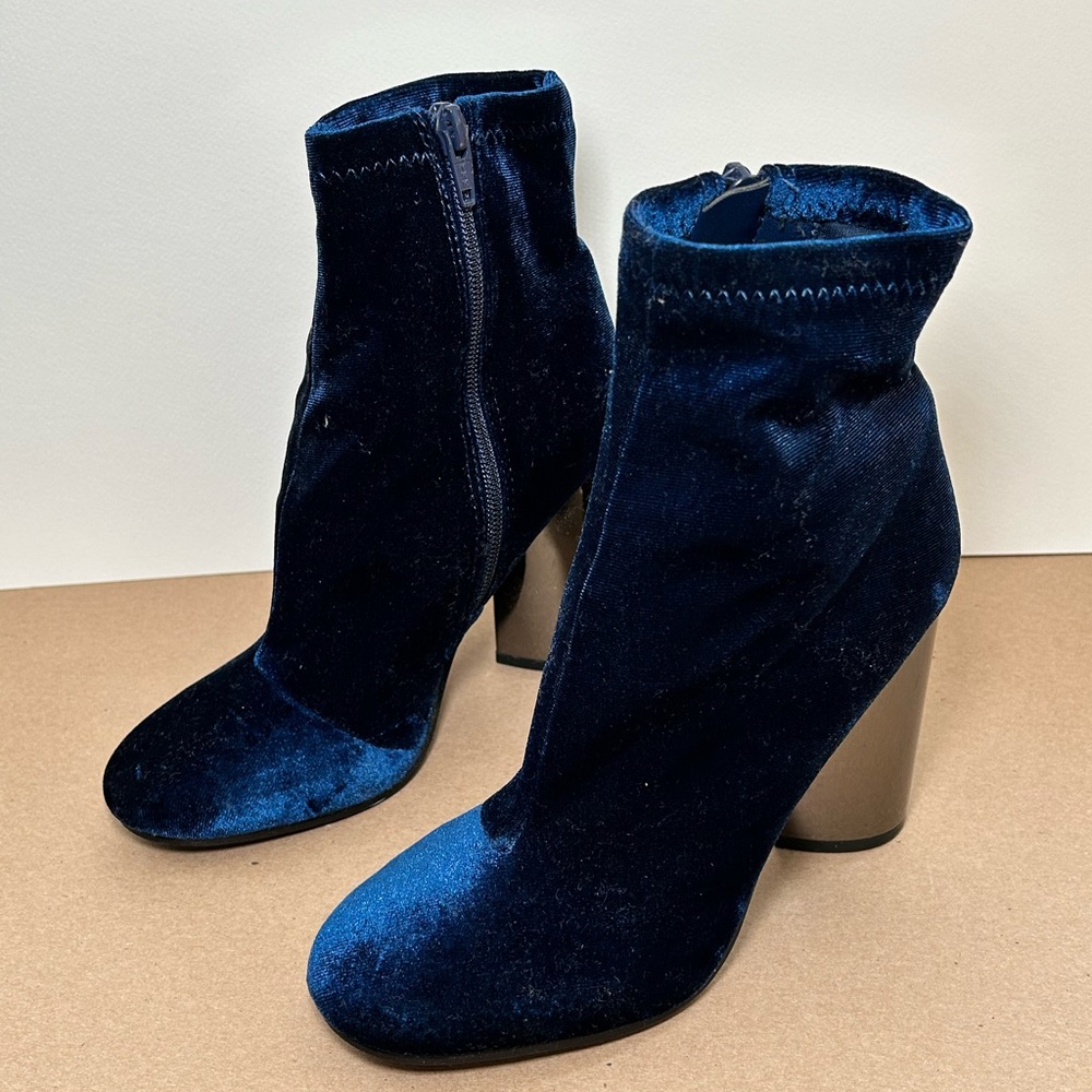 ALDO Velvet Blue Booties - Size 5
